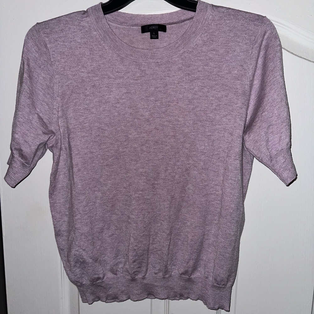 J Crew short sleeve lilac purple sweater | Large